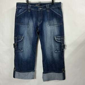 Clash Jeans Women's Denim Cargo Capri Pants Size 15